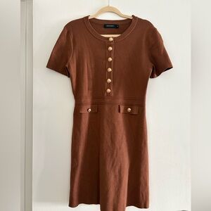 Chic Brown Button-Front Mini Dress